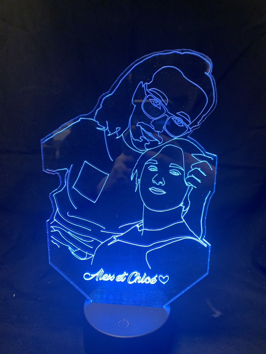 plaque en plexiglas pour une lampe eclairage led saint-valentin