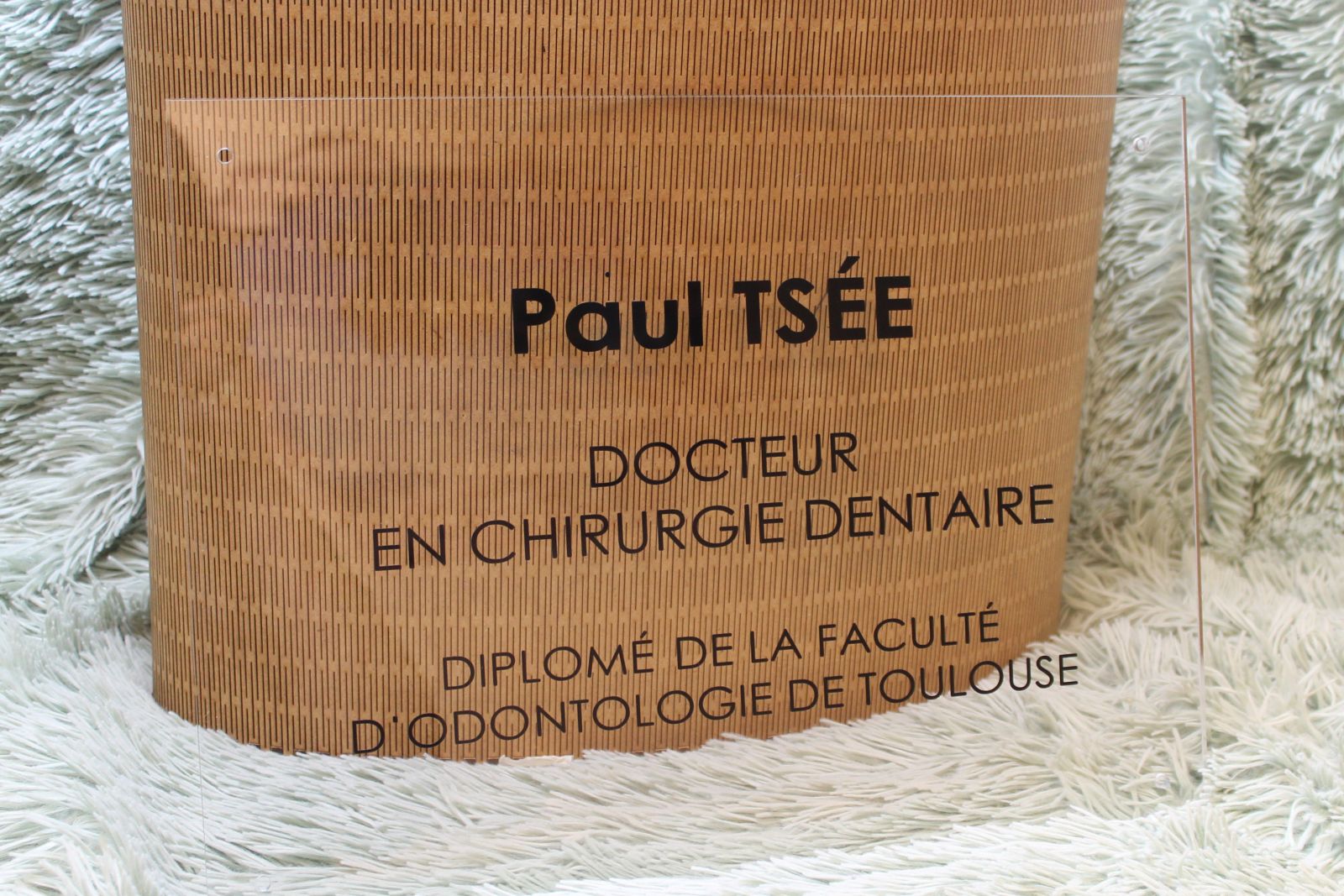 plaque professionnelle en plexiglas avec gravure pour un  dentiste tsee