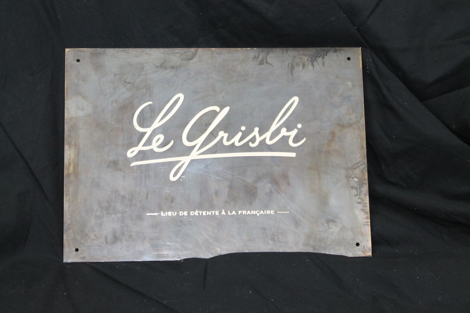 plaque professionnelle en laiton oxydé pour Le grisbi